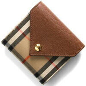 Burberry Lila Check Trifold Wallet Beige Tan Brown EV